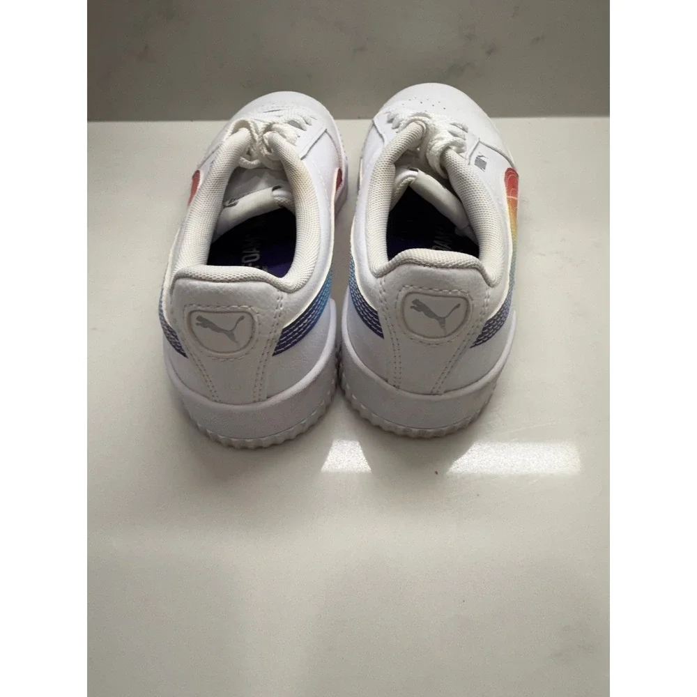 Puma Carina Rainbow White Multi Color Sneakers 383256-01 Womens 7.5